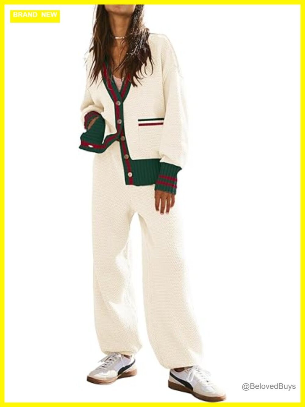 Two Piece Lounge Set Cardigan and Pants Knit Matching Loungewear
